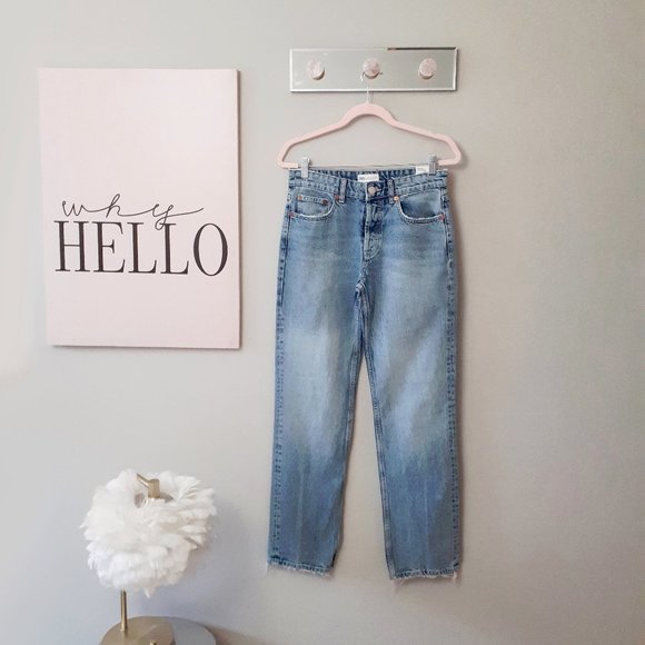 NWT Zara light wash blue mid-rise full length straight leg denim jeans, US6 - Picture 5 of 8